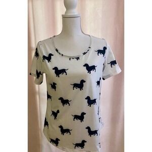 Dachshund wiener dog white and black short sleeved Tshirt S dog mom